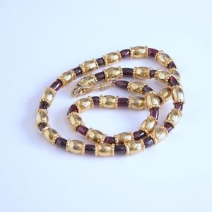 Vtg 90s METROPOLITAN MUSEUM ART Signed MMA WAG Gold Plated Bead Necklace